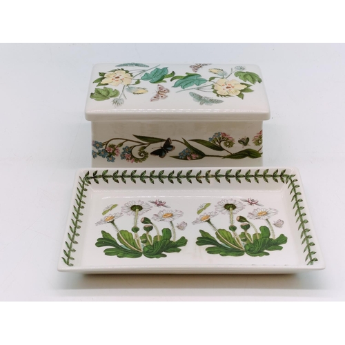 137 - Portmeirion Butter Dish in the 'Botanic Garden' Pattern. 8cm High, 19cm x 12cm.