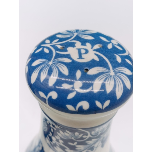 138 - Spode Blue and White 'Italian' Design 16cm Salt and Pepper Pots.