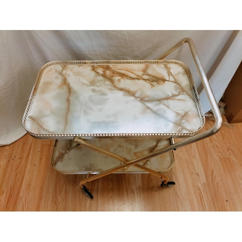 151 - Marble Top Effect Hostess Trolley. 70cm High, 62cm x 43cm. Collection Only.