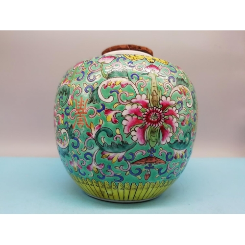 182 - Chinese Early 20th Century Famille Rose Decorated 20cm Ginger Jar. c1910-1920. 15cm Diameter.