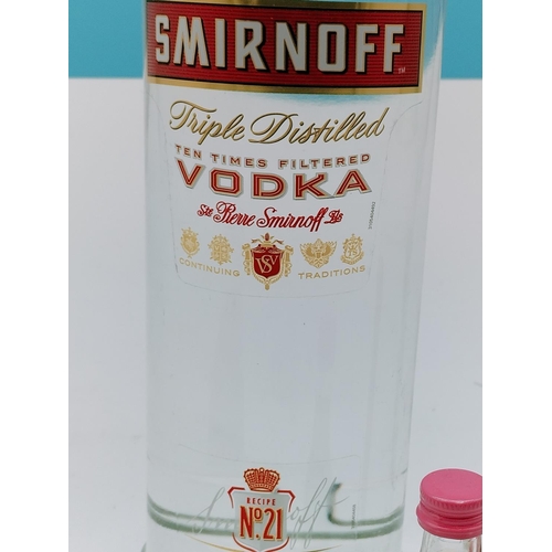 186 - 1 Litre Bottle of Smirnoff Vodka (Sealed) plus Imperial Vodka (Opened) and Miniature Cherry Vodka.