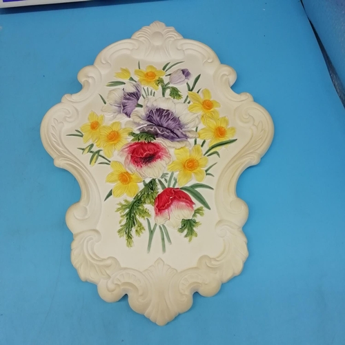 189 - Boxed Bossons Floral Wall Plaques (2) - Rococo Poppies and Rococo Anemone.