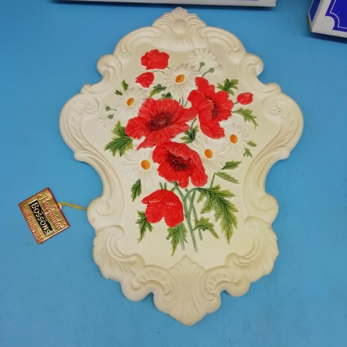 189 - Boxed Bossons Floral Wall Plaques (2) - Rococo Poppies and Rococo Anemone.