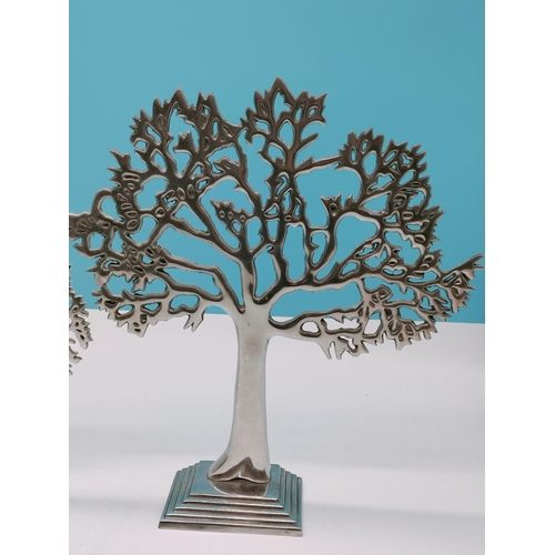 202 - Polished Aluminium Trees (2). Tallest being 40cm High, 36cm x 8cm.