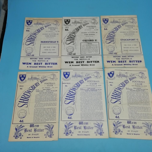 20A - Collection of Approx 66 'Shrewsbury Town' Football Programmes, 1950's & 1960's.