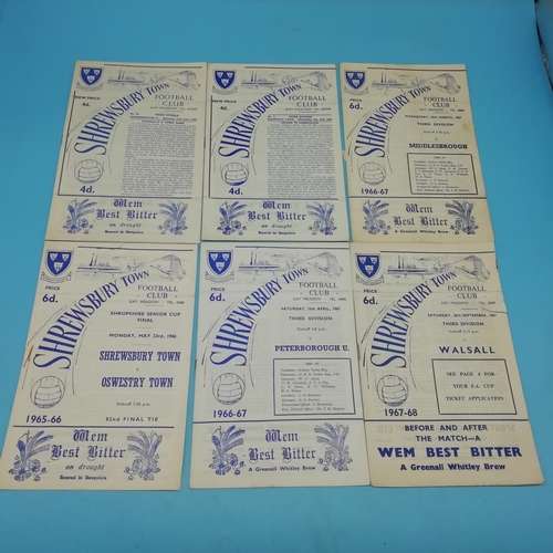 20A - Collection of Approx 66 'Shrewsbury Town' Football Programmes, 1950's & 1960's.