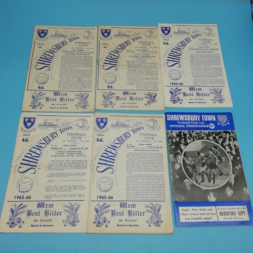 20A - Collection of Approx 66 'Shrewsbury Town' Football Programmes, 1950's & 1960's.