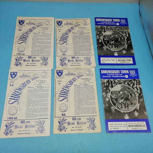 20A - Collection of Approx 66 'Shrewsbury Town' Football Programmes, 1950's & 1960's.