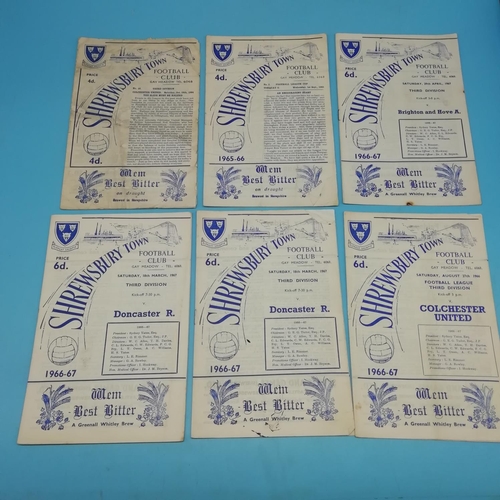 20A - Collection of Approx 66 'Shrewsbury Town' Football Programmes, 1950's & 1960's.