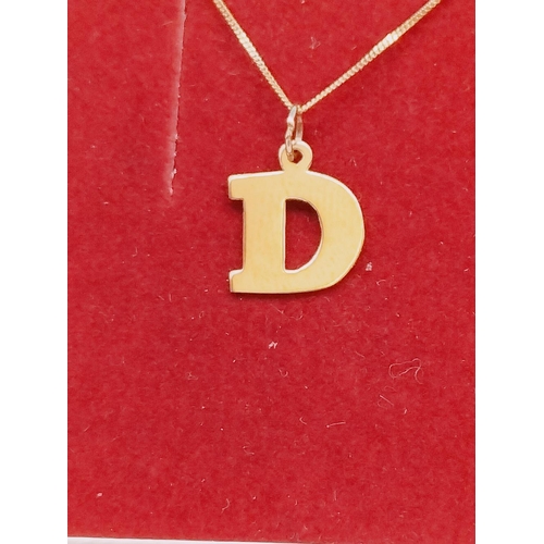 222 - 9ct Gold 'D' Pendant and 16