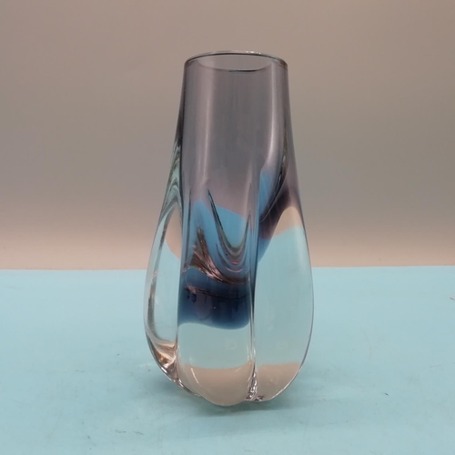 254 - Whitefriars Aubergine Purple and Clear Glass 12cm Lobed Vase designed by Geoffrey Baxter. Pattern Nu... 