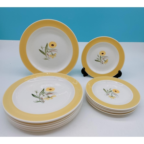 255 - Susie Cooper 'Marigold' Pattern 23cm Plates (7) and 17cm Side Plates (6).