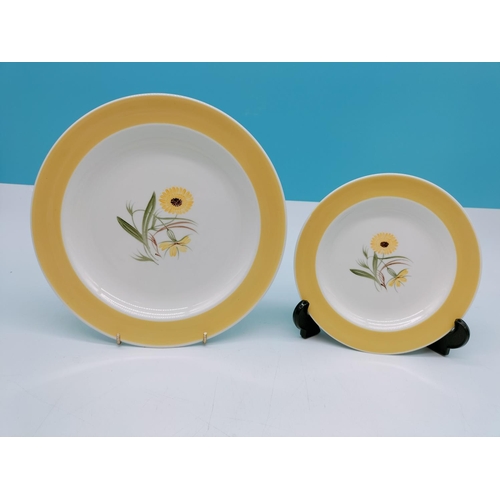 255 - Susie Cooper 'Marigold' Pattern 23cm Plates (7) and 17cm Side Plates (6).