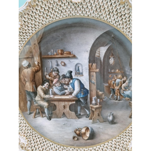 270 - Rare Gold Gilt Meissen 19cm Cabinet Plate. Inscribed to Back 'Niederlandische Dorfschenke' and 'D Te... 