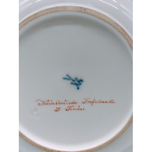 270 - Rare Gold Gilt Meissen 19cm Cabinet Plate. Inscribed to Back 'Niederlandische Dorfschenke' and 'D Te... 