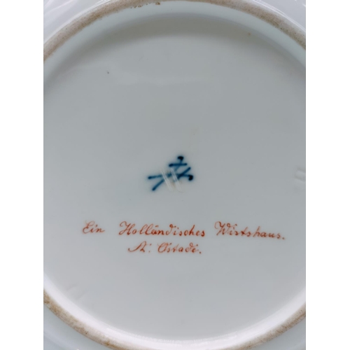 271 - Rare Gold Gilt Meissen 19cm Cabinet Plate. Inscribed 'Ein Hollandisches Wirthaus' and 'A Ostade' to ... 