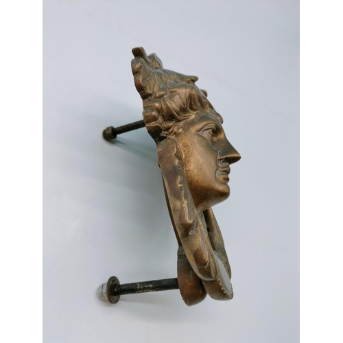 278 - Brass Green Goddess Door Knocker. 18cm High x 13cm.