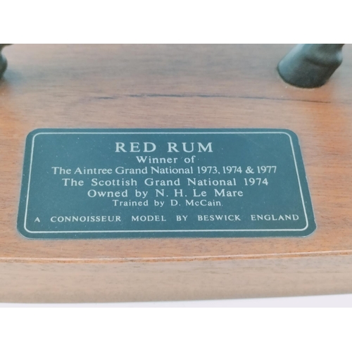 3 - Beswick Connoisseur Model of 'Red Rum, Grand National Winner' on Plinth. 32cm High x 29cm Long.