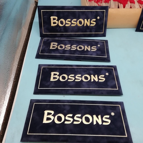 305 - Bossons Point of Sale Desk Signs plus Box of Bossons Ornament Tags.