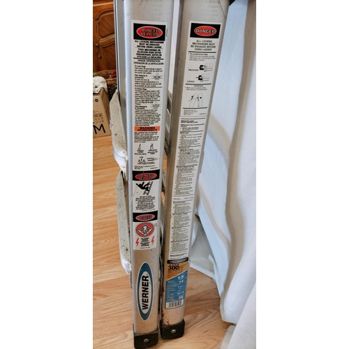 32 - Werner Extending (3-6ft to 13ft) Aluminium 300lb Multi Position Ladder. Collection Only.