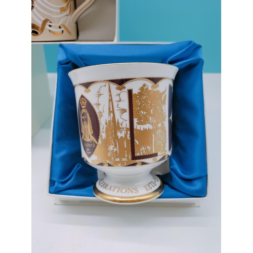 332 - Boxed Coalport Limited Edition 600 Exhibition Mug and Beaker plus Boxed Wedgwood 1 Pint Mug for Roya... 