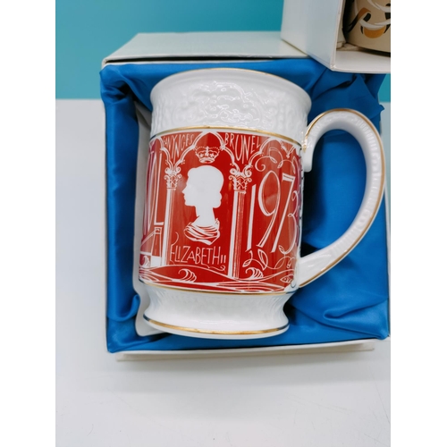 332 - Boxed Coalport Limited Edition 600 Exhibition Mug and Beaker plus Boxed Wedgwood 1 Pint Mug for Roya... 