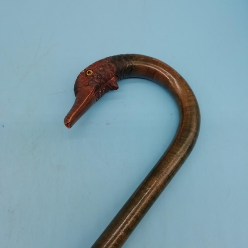 34 - Ladies Edwardian Duck Head Handled Parasol/Umbrella. The Duck's Beak Opens to act as a Glove Holder.... 