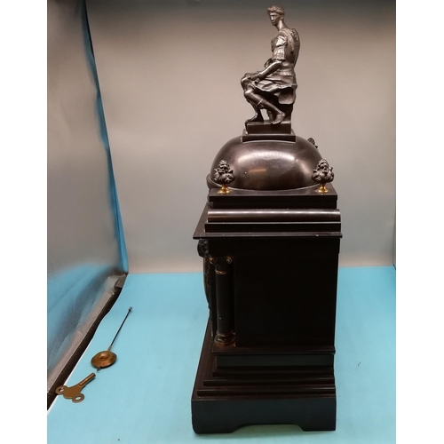 35 - Large Victorian Marble Three Step Base Mantle Clock showing Giuliano de Medici Seated upon a Single ... 