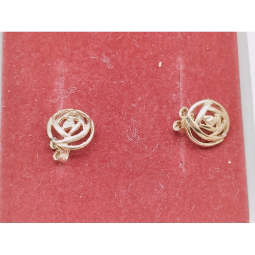 415 - 9ct Gold Rennie Mackintosh Style Earrings.