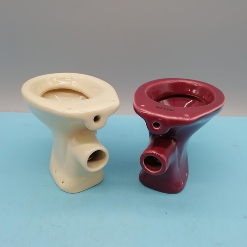 454 - Royal Doulton Allia Miniature Ceramic Toilets (2). c1980's. 10cm High, 10cm x 8cm.