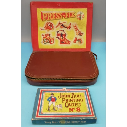 456 - Vintage Boxed 'Pressfix', Vintage Boxed 'John Bull Printing' Set plus Mah Jong Set in Case.