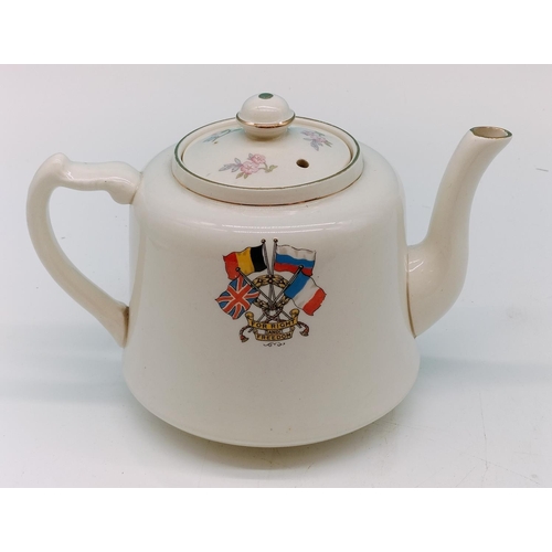 458 - Rare WWI Teapot of Lord Kitchener and General French with the Motto 'Conquer or Die'. Some Age Relat... 