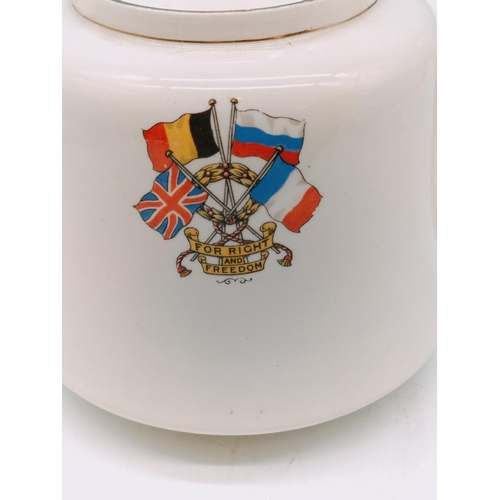 458 - Rare WWI Teapot of Lord Kitchener and General French with the Motto 'Conquer or Die'. Some Age Relat... 