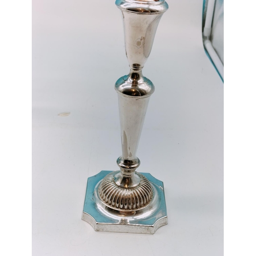 461 - Pair of Wedgwood Silver Plate 23cm Candlesticks.