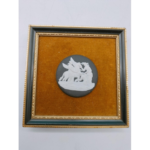 463 - Wedgwood Black Jasper Mounted Plaque. 11cm x 11cm.