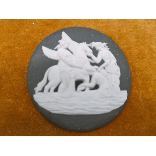 463 - Wedgwood Black Jasper Mounted Plaque. 11cm x 11cm.