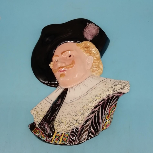 472 - 1930's Goldscheider 'Laughing Cavalier' Wall Mask. 19cm Long.