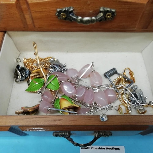 506 - Wooden Jewellery Box with Contents.