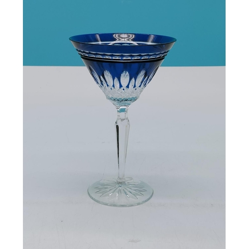 517 - Waterford Crystal Blue and Clear Cocktail Glass. 18cm Tall.