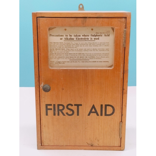 522 - Wooden First Aid Wooden Cabinet. 43cm High, 28cm x 17cm.