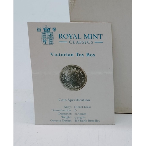 527 - Boxed Royal Mint Classics 'Victorian Toy Box' Figure with 2006 Pound Coin and Certificate of Authent... 