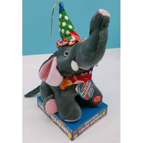 529 - Musical Circus Elephant with Moving Trunk. 34cm Tall.