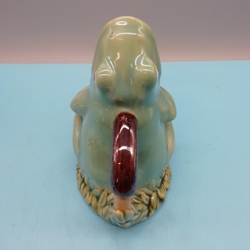 552 - Majolica Style Open Mouthed Frog Jug. 20cm Tall.