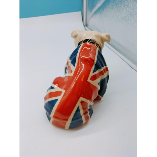 76 - Royal Doulton Large Figure of an English Bulldog with Union Jack Design. 15cm High x 20cm. RD No 645... 