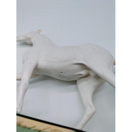 80 - Beswick Horse Figure on Plinth 'Spirit of Fire'. 24cm high x 27cm.