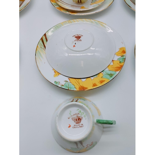 82 - 1930's Royal Albion China Hand Painted 21 Piece Tea Set.