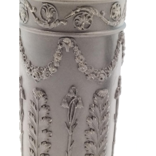 322 - Wedgwood Black Basalt Vases (2). Tallest being 15cm. Tallest c1890-1900 Smaller vase c1930-50