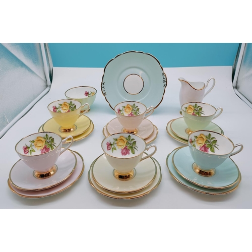 12 - 21 Piece Harlequin Part Tea Set in a 'Rose' Pattern.