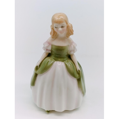 200A - Royal Doulton Lady Figures (2) - 'Penny' and 'Christmas Morn'. Tallest being 13cm.