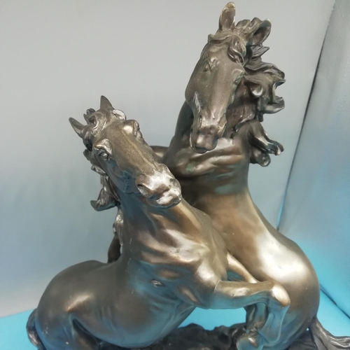 247 - Cold Cast Figure of Dancing Stallions. 43cm High, 30cm x 15cm.